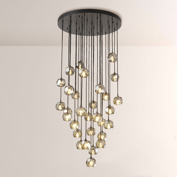 Crepus Smoke Glass Round Cluster Chandelier 30"