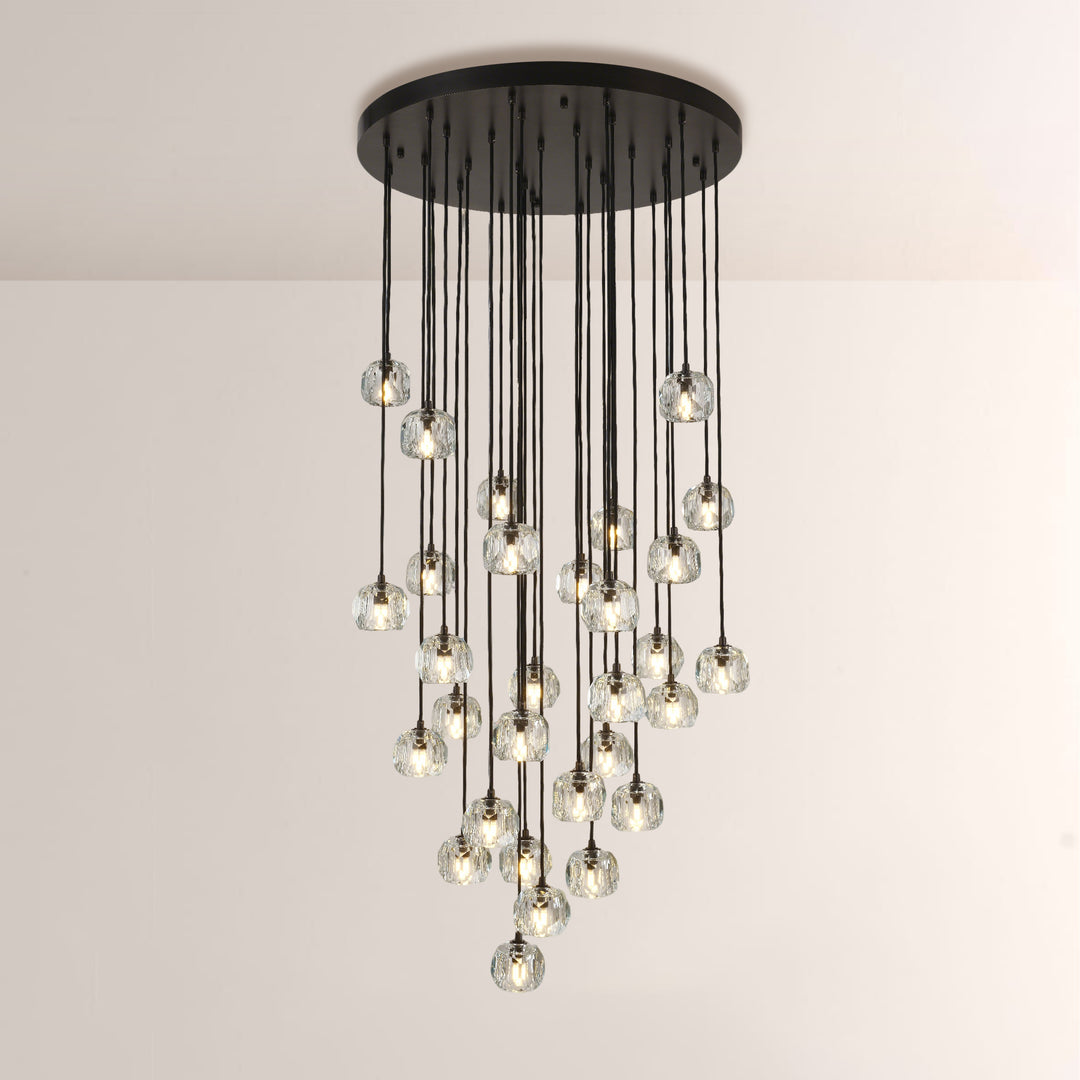 Crepus Smoke Glass Round Cluster Chandelier 30"