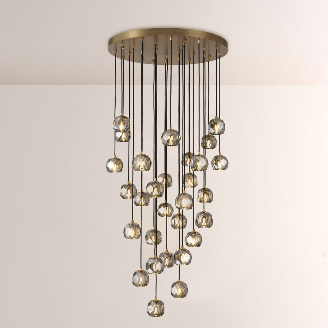 Crepus Smoke Glass Round Cluster Chandelier 30"