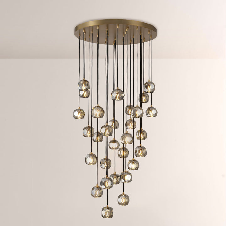 Crepus Smoke Glass Round Cluster Chandelier 30"