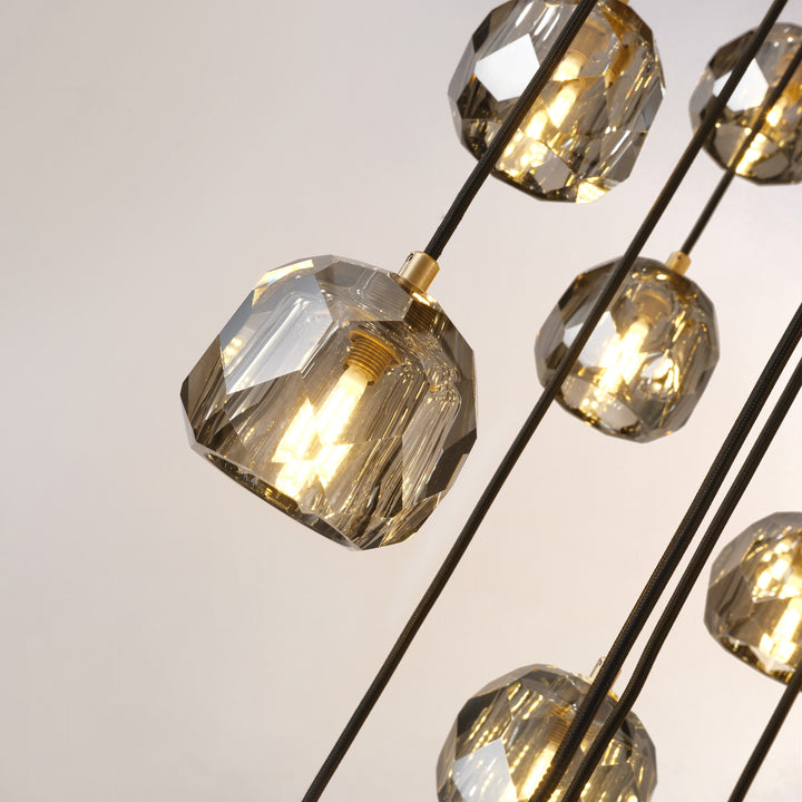 Crepus Smoke Glass Round Cluster Chandelier 30"