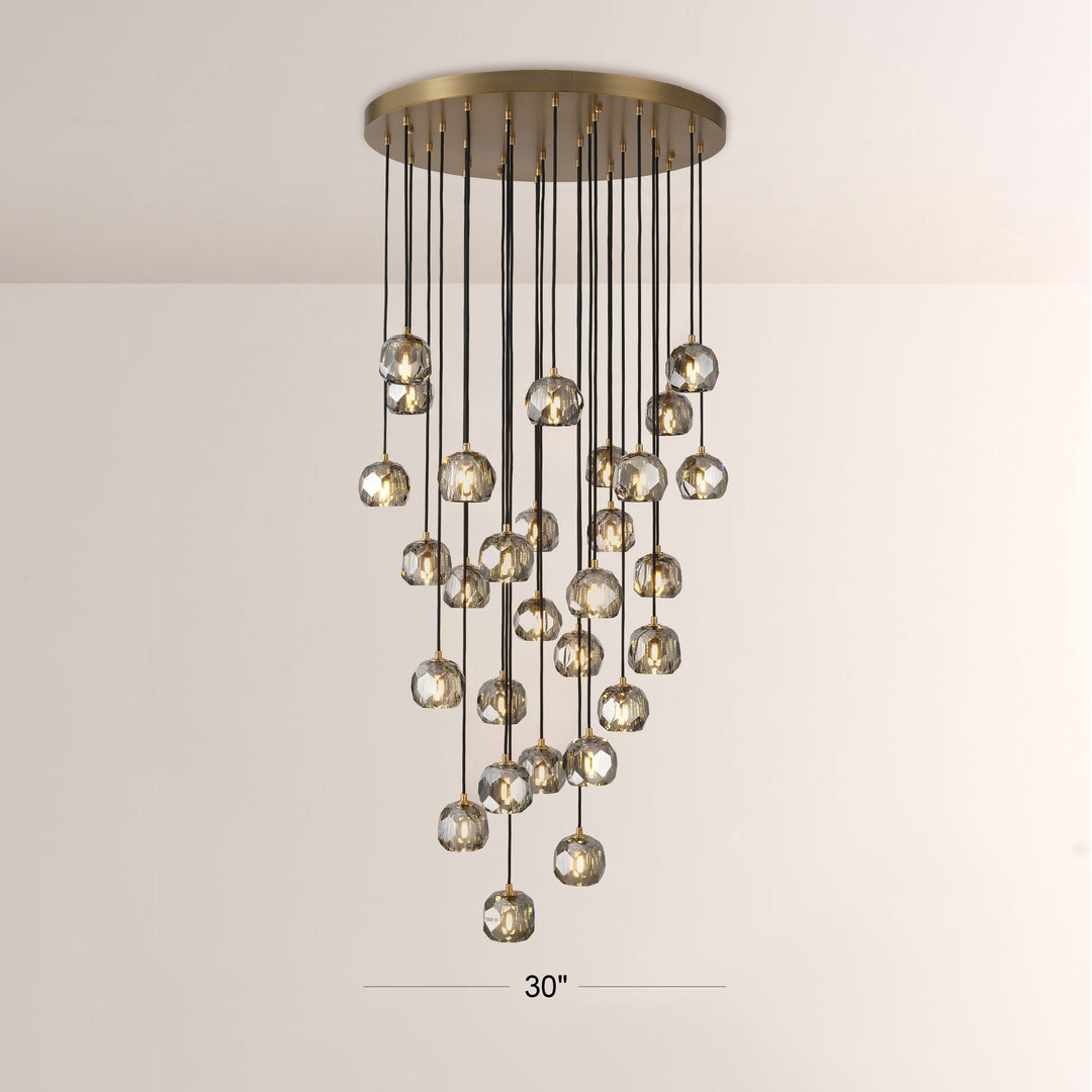 Crepus Smoke Glass Round Cluster Chandelier 30"
