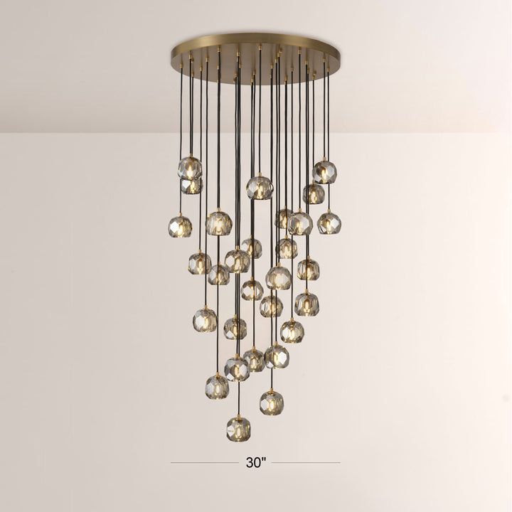 Crepus Smoke Glass Round Cluster Chandelier 30"