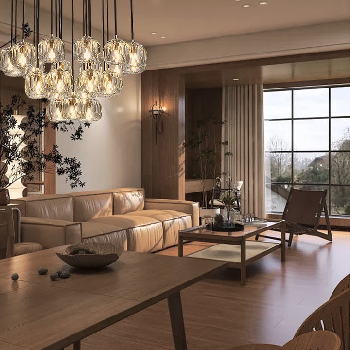 Crepus Glass Round Cluster Chandelier 24"