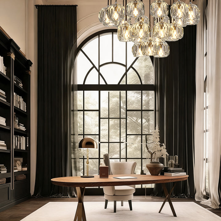 Crepus Glass Round Cluster Chandelier 24"