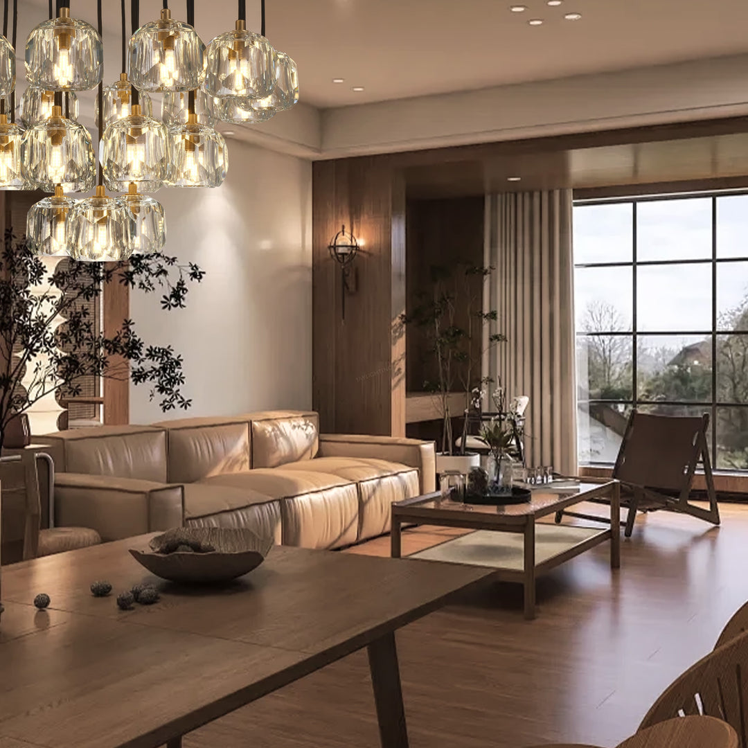 Crepus Glass Round Cluster Chandelier 24"