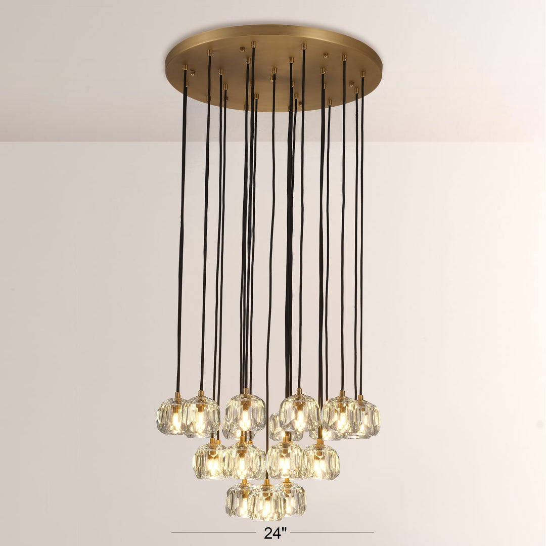 Crepus Glass Round Cluster Chandelier 24"