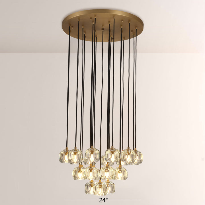 Crepus Glass Round Cluster Chandelier 24"