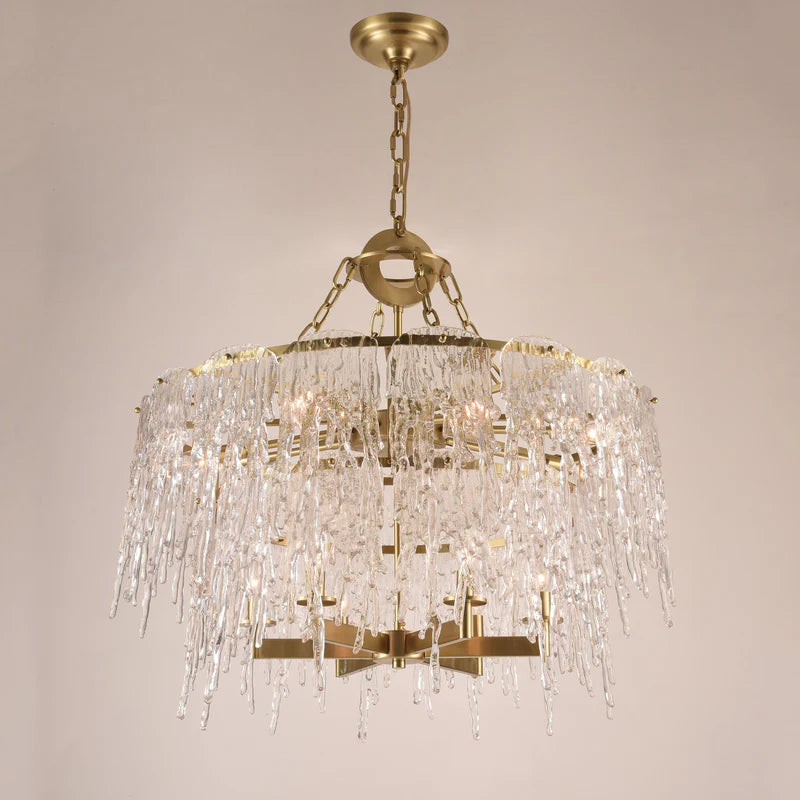 Aletta Melting Drop Crystal Glass Round Chandelier