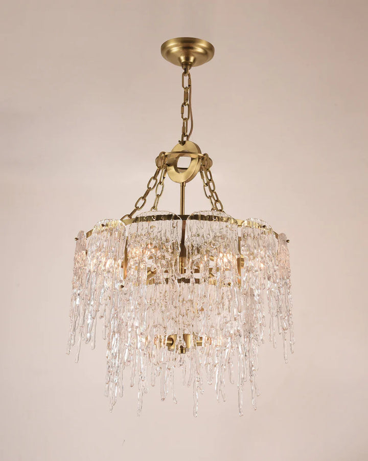 Aletta Melting Drop Crystal Glass Round Chandelier