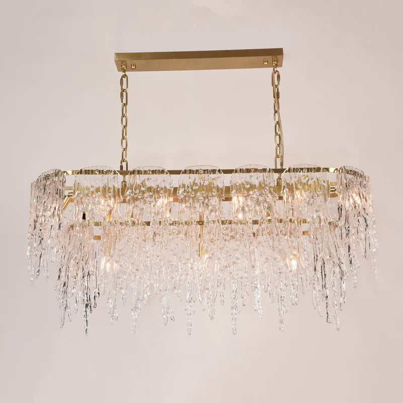 Aletta Melting Drop Crystal Glass Rectangle Chandelier