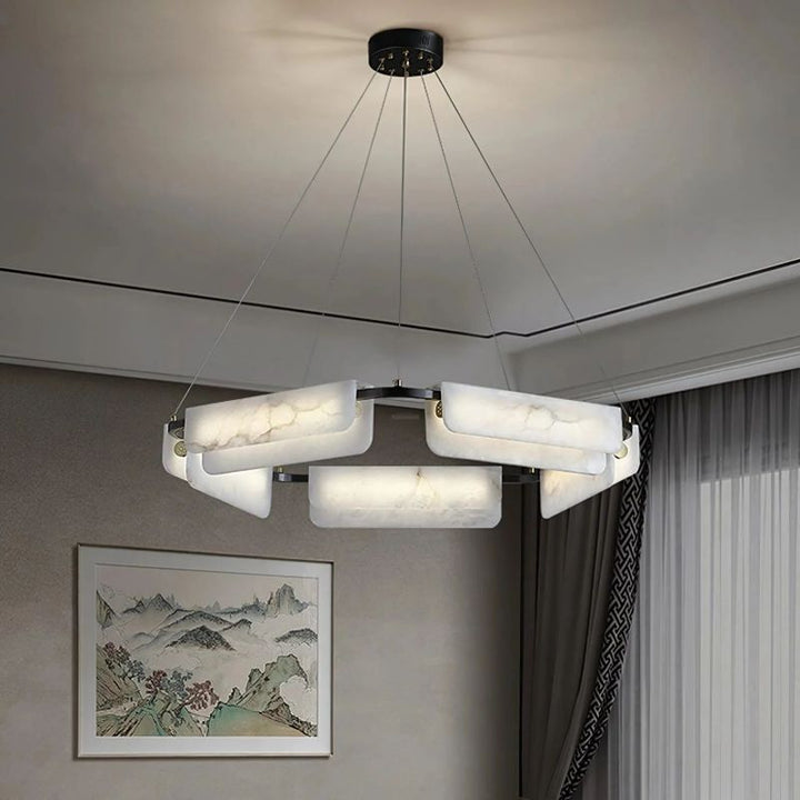 Dapit Alabaster Round Chandelier