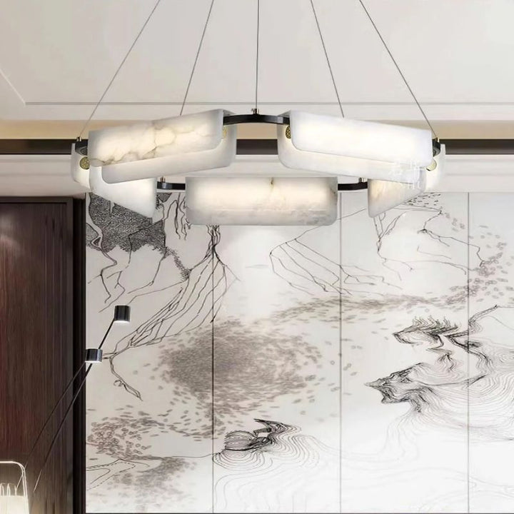 Dapit Alabaster Round Chandelier