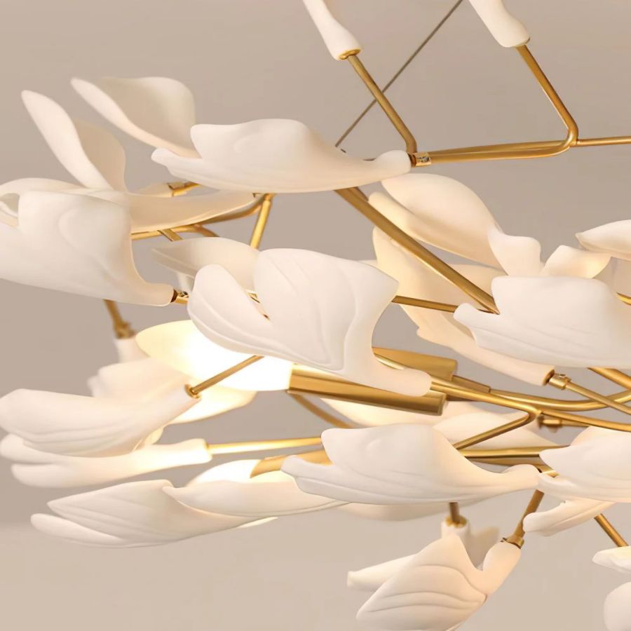 Drooping Ceramic Ginkgo Leaf Chandelier