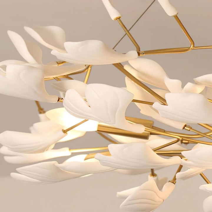 Drooping Ceramic Ginkgo Leaf Chandelier