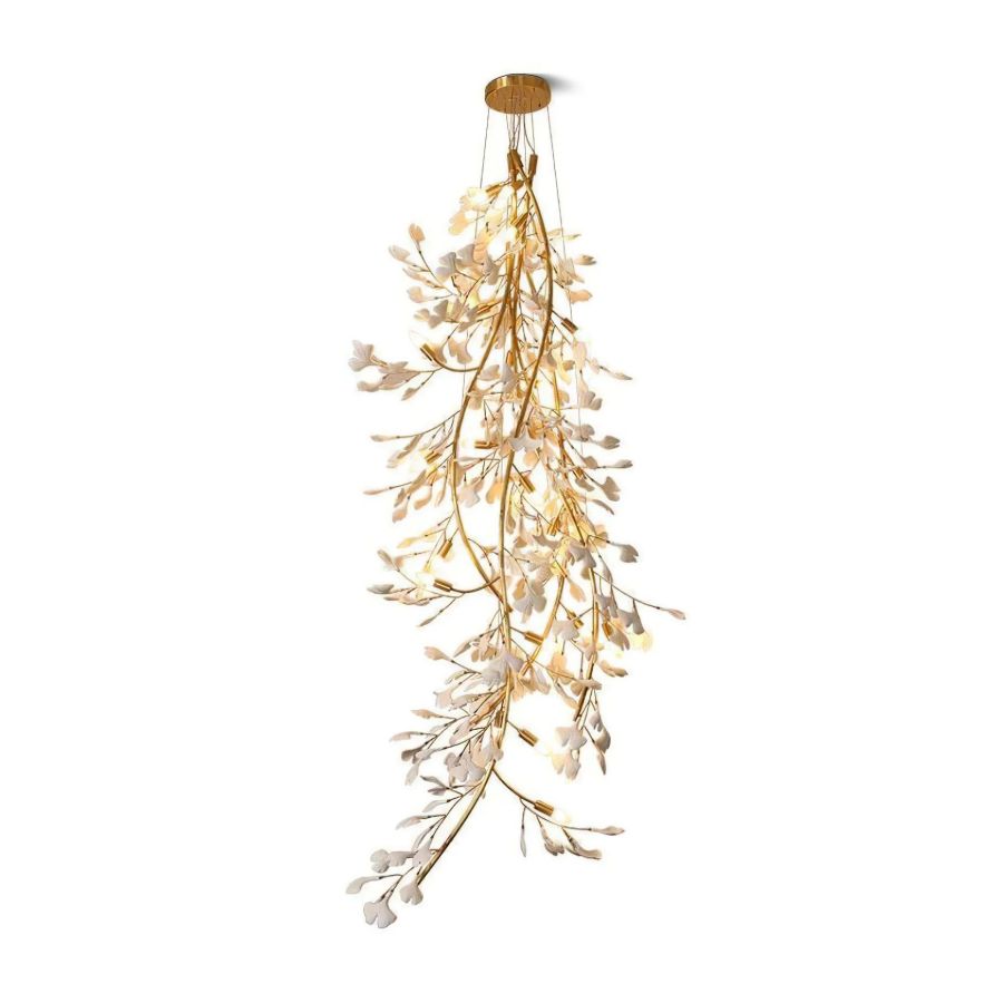 Drooping Ceramic Ginkgo Leaf Chandelier