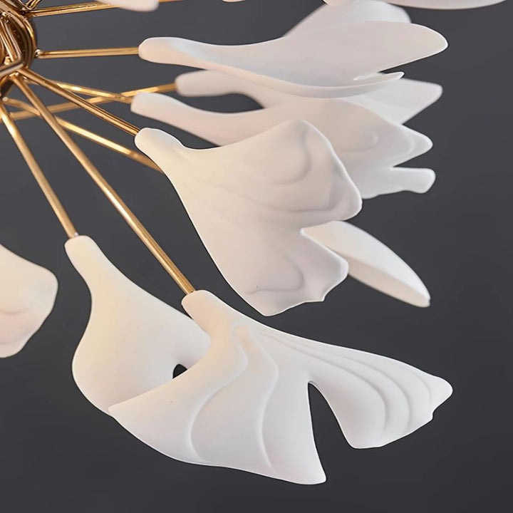 Drooping Ceramic Ginkgo Leaf Chandelier