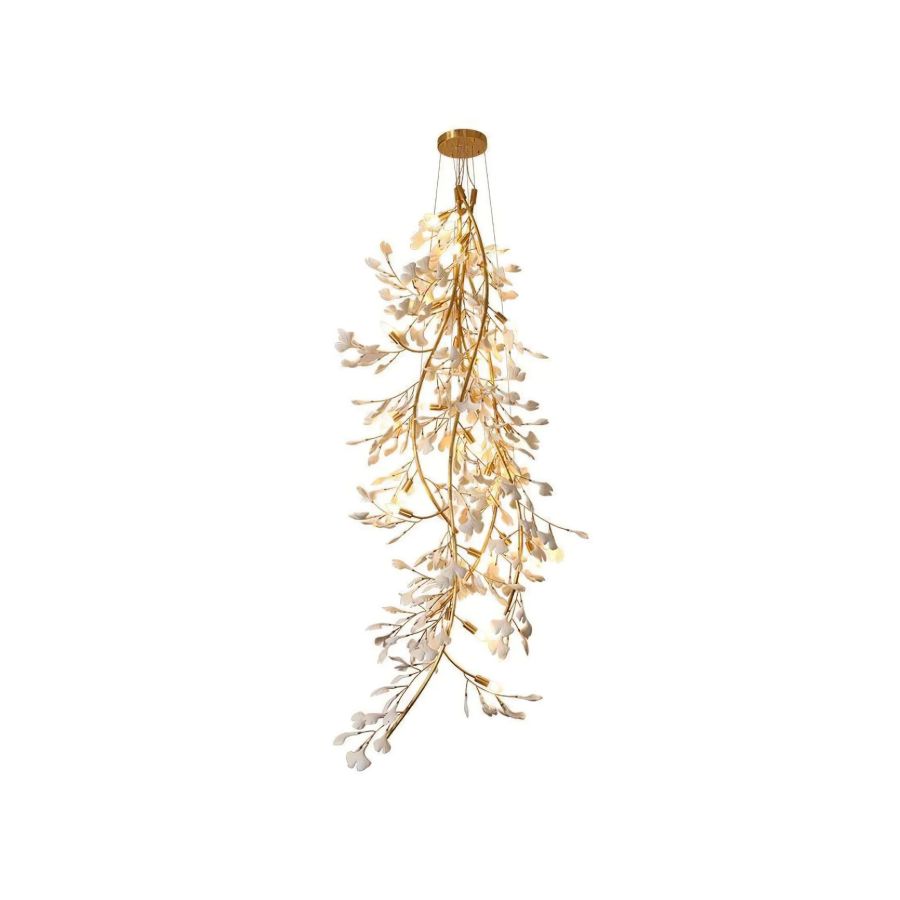 Drooping Ceramic Ginkgo Leaf Chandelier