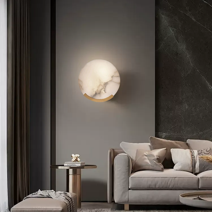Iris Alabaster Round Plate Sconce