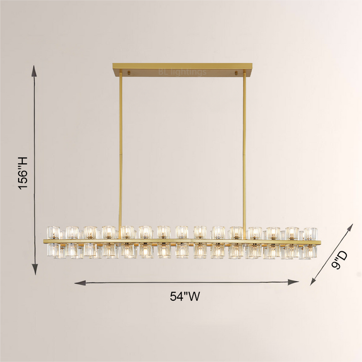 Arcona Crystal Rectangular Chandelier 54"