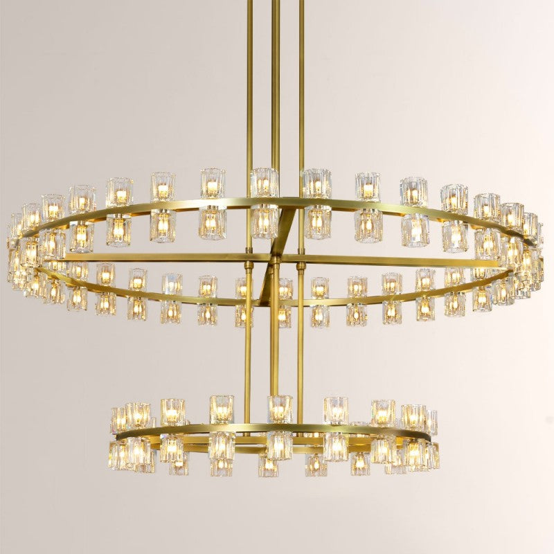 Arcona Crystal 2-tier Round Chandelier 60"