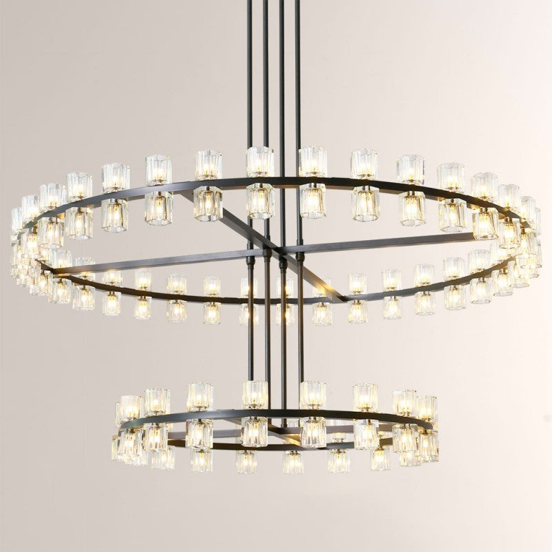 Arcona Crystal 2-tier Round Chandelier 60"