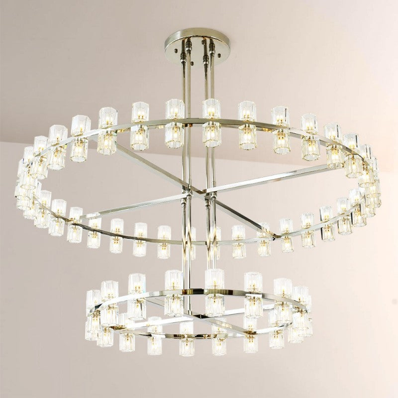 Arcona Crystal 2-tier Round Chandelier 60"