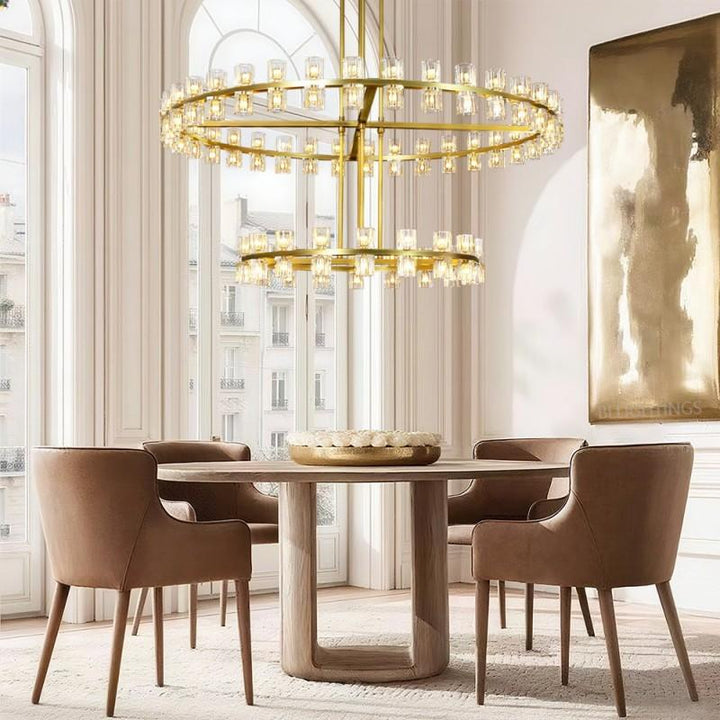 Arcona Crystal 2-tier Round Chandelier 60"