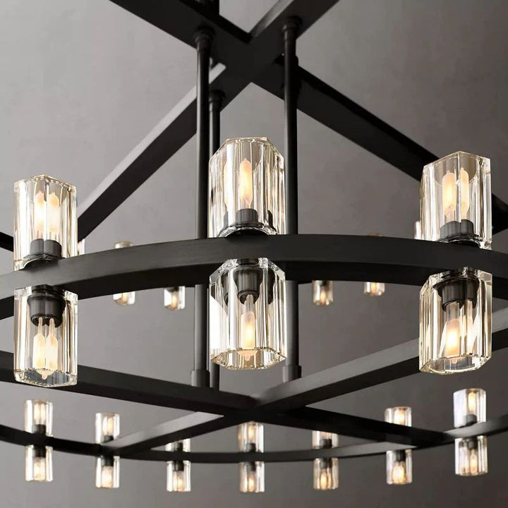 Felix Crystal Shades 2-tier Round Chandelier 60"D
