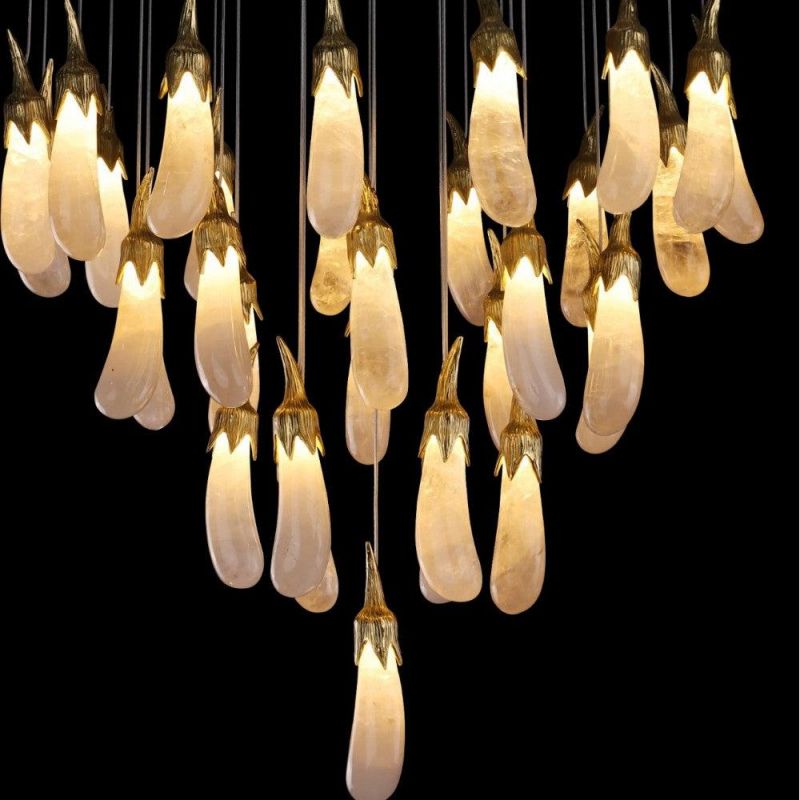 Gidyn Rock Crystal Eggplant Pendant Light