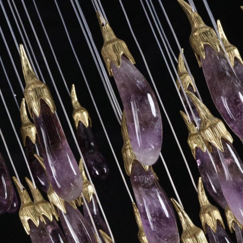 Gidyn Rock Crystal Eggplant Pendant Light