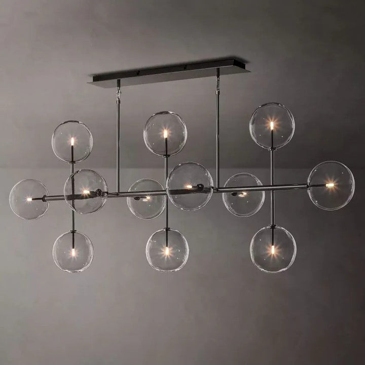 Glass Globe Linear Chandelier 72''