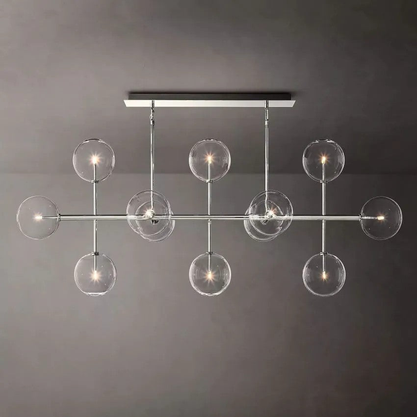 Glass Globe Linear Chandelier 72''