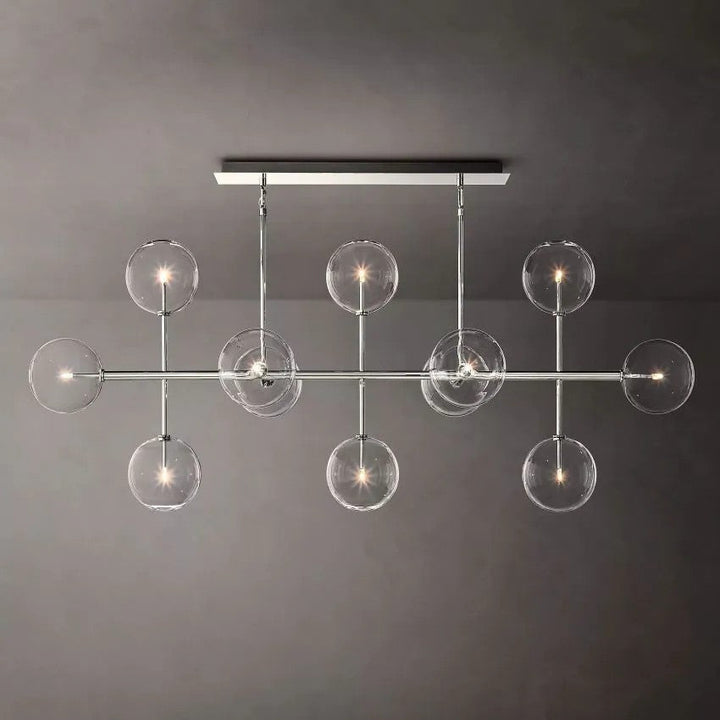 Glass Globe Linear Chandelier 72''