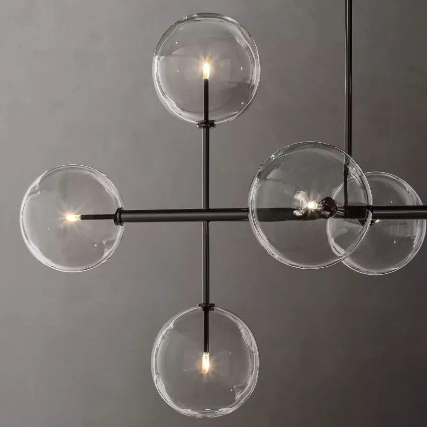 Glass Globe Linear Chandelier 72''