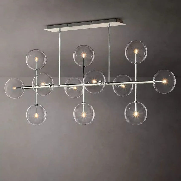 Glass Globe Linear Chandelier 72''