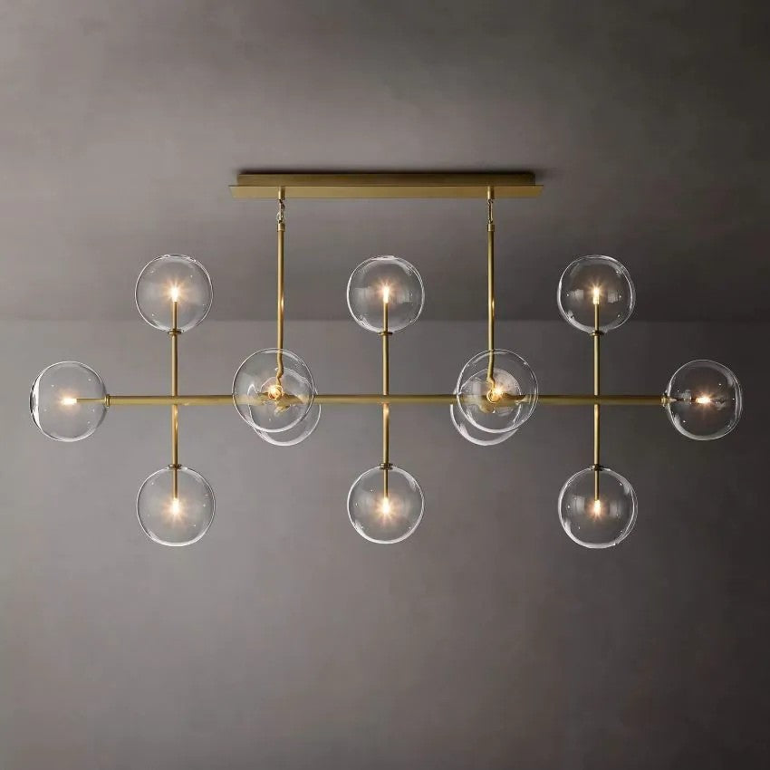 Glass Globe Linear Chandelier 72''