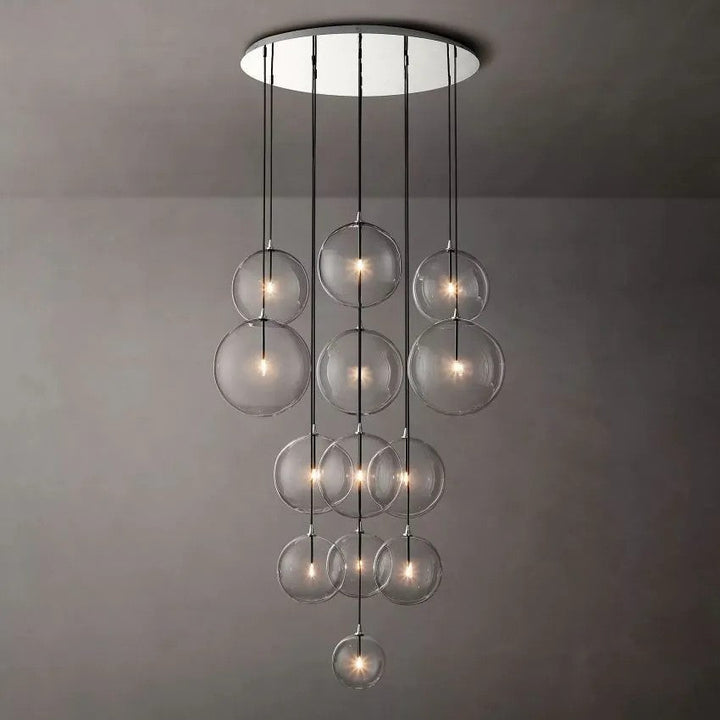 Glass Globe Cluster Chandelier 44''