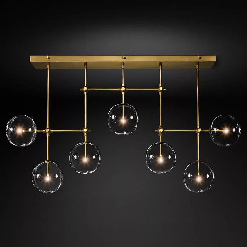 Glass Globe Linear Chandelier 60''