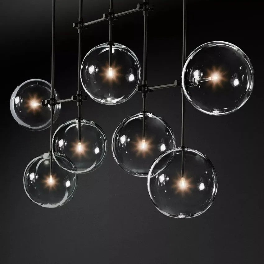 Glass Globe Linear Chandelier 60''