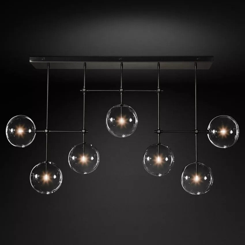 Glass Globe Linear Chandelier 60''