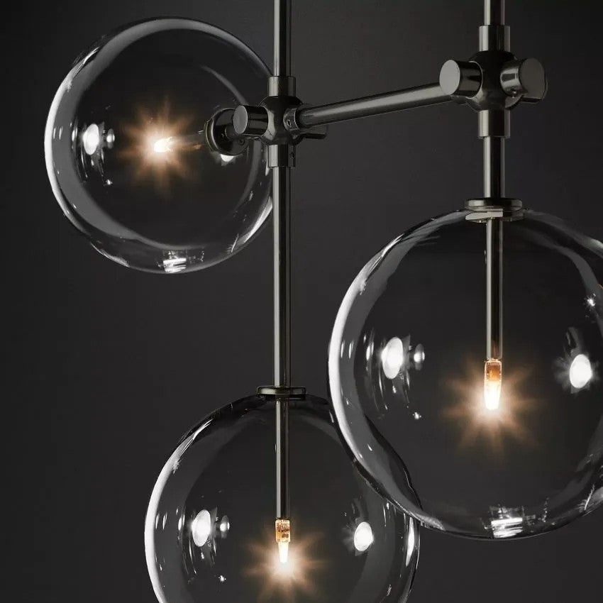 Glass Globe Linear Chandelier 60''