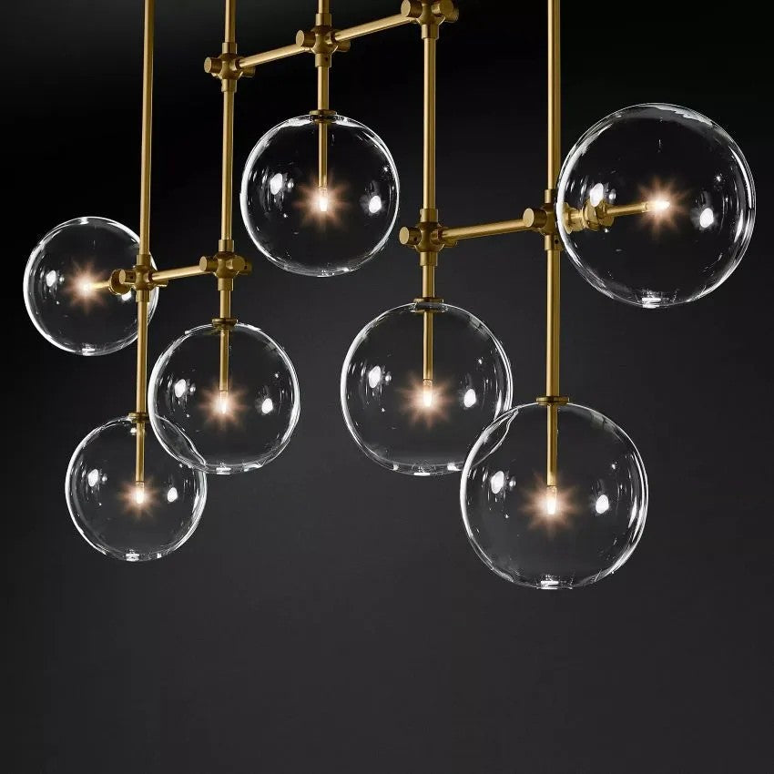 Glass Globe Linear Chandelier 60''