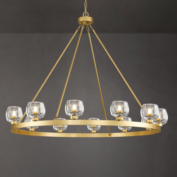 Wagon Wheel Glass Round Chandelier
