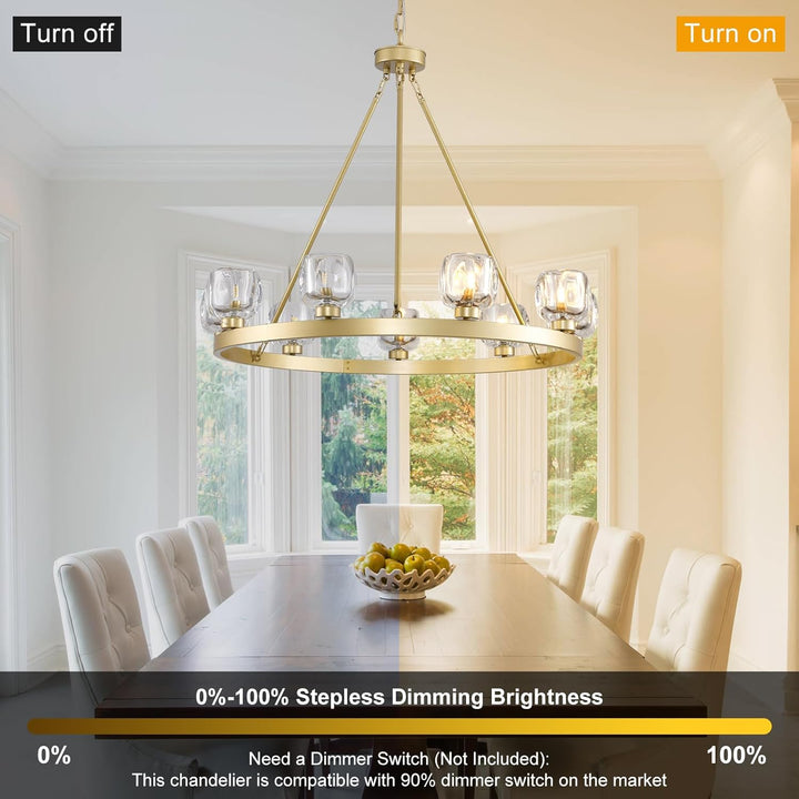 Wagon Wheel Glass Round Chandelier