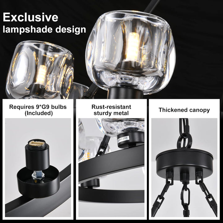 Wagon Wheel Glass Round Chandelier