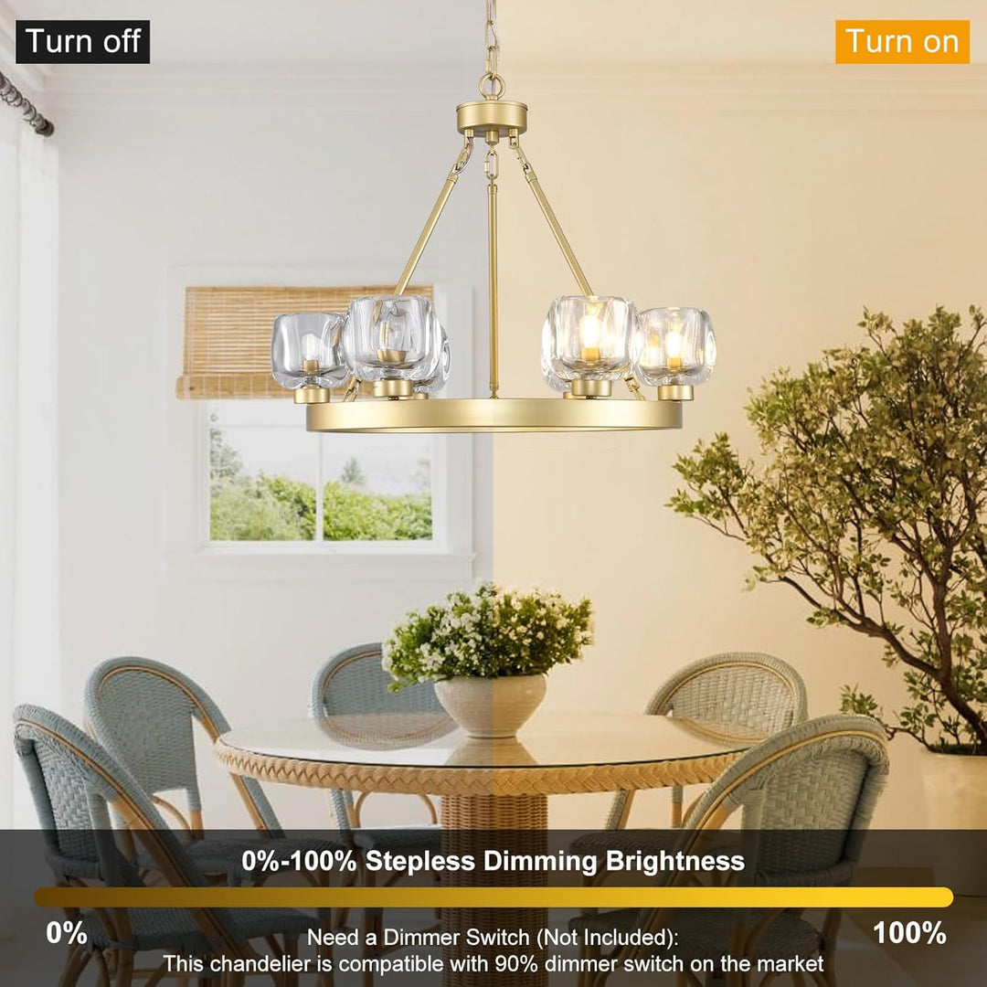 Wagon Wheel Glass Round Chandelier