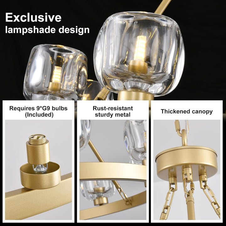 Wagon Wheel Glass Round Chandelier