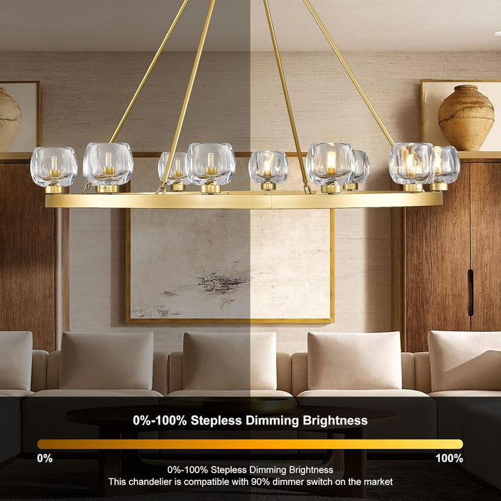 Wagon Wheel Glass Round Chandelier