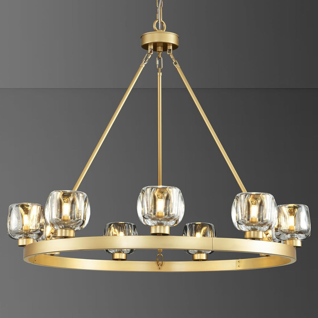 Wagon Wheel Glass Round Chandelier
